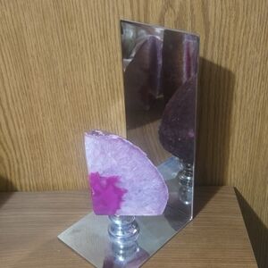 Pink Agate Bookend with Mirror
